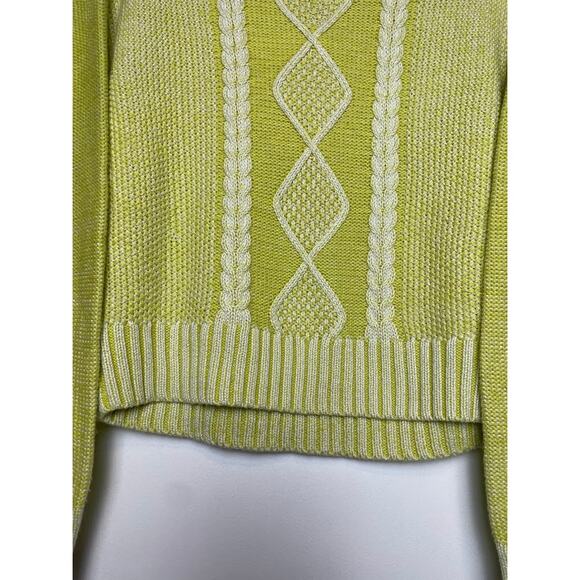Cable Knit Sweater Womens Size Medium Pullover Chunky Cozy Knit Top Lemon Color - Picture 3 of 15